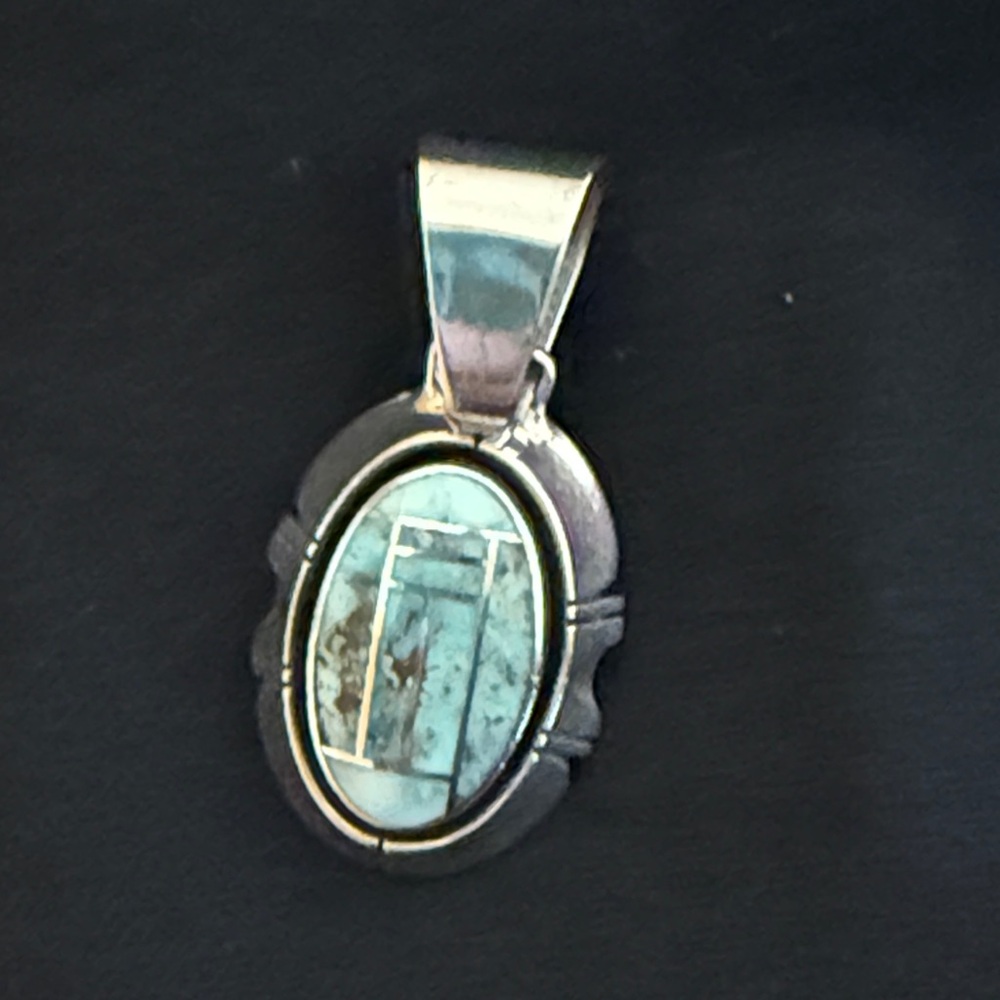 Native American Inlaid Turquoise Pendant Gilbert Nelson
